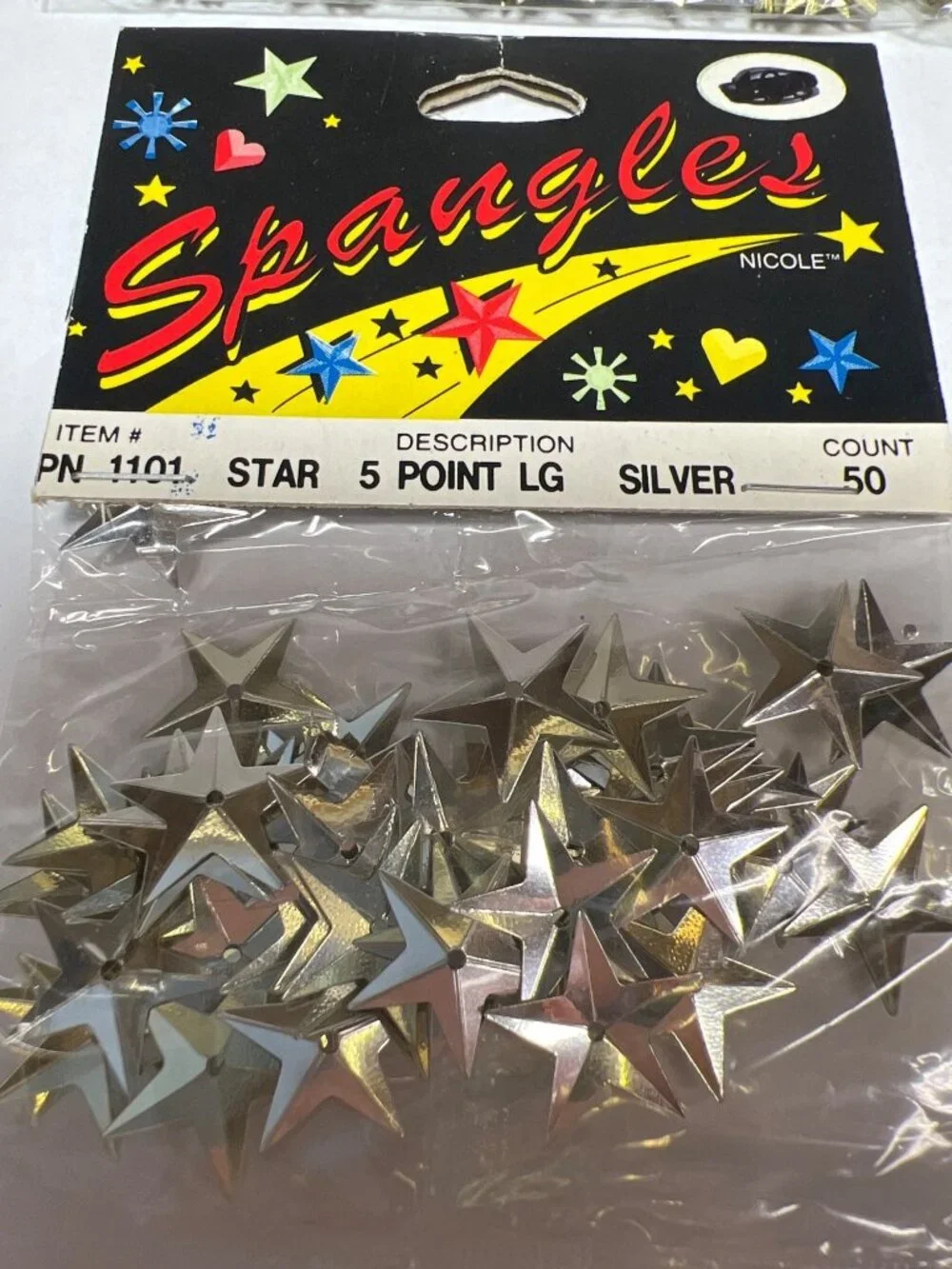 Nicole Spangles & Confetti Star Packs Silver & Gold Large 5-Point Stars Crafting